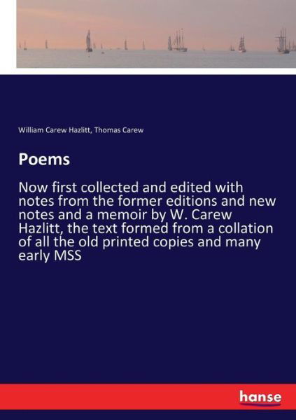 Poems - Hazlitt - Books -  - 9783337093358 - May 28, 2017