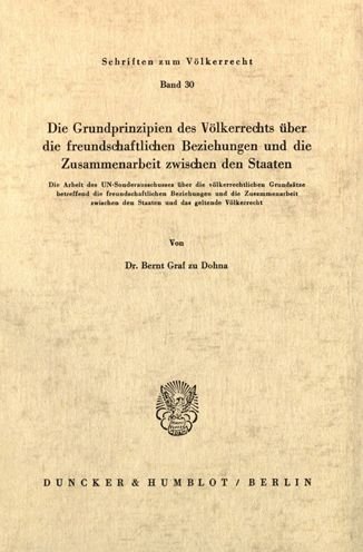 Cover for Dohna · Die Grundprinzipien des Völkerrec (Buch) (1973)