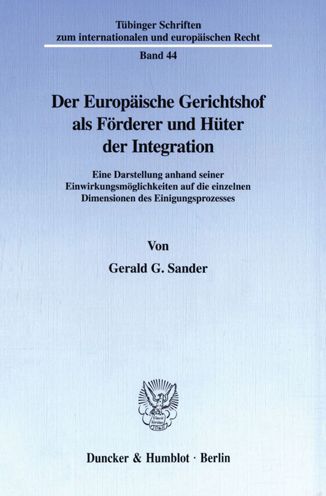 Cover for Sander · Der Europäische Gerichtshof als (Book) (1998)