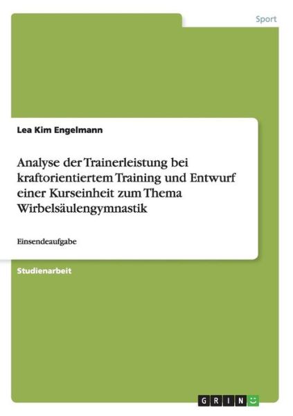 Cover for Engelmann · Analyse der Trainerleistung b (Book) (2015)