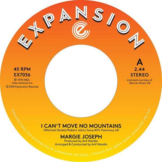 Cover for Margie Joseph · I Can't Move No Mountains / Come on Back to Me (7&quot;) (2018)