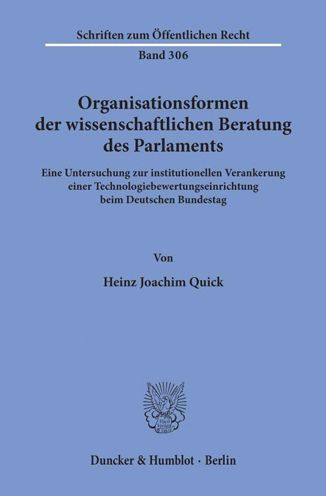 Cover for Quick · Organisationsformen der wissensch (Book) (1976)