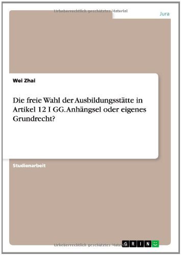 Cover for Zhai · Die freie Wahl der Ausbildungsstät (Buch) [German edition] (2014)