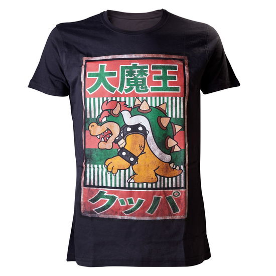 Black. Bowser Kanji Mens T-shirt - S - Nintendo - Merchandise - BIOWORLD - 8718526025361 - 7. februar 2019