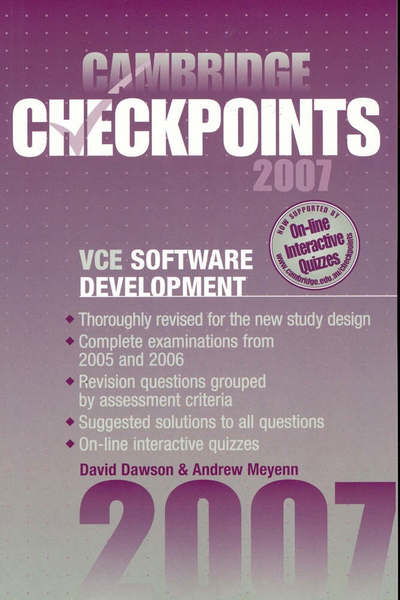 Cover for David Dawson · Cambridge Checkpoints VCE Software Development 2007 - Cambridge Checkpoints (Paperback Book) (2006)