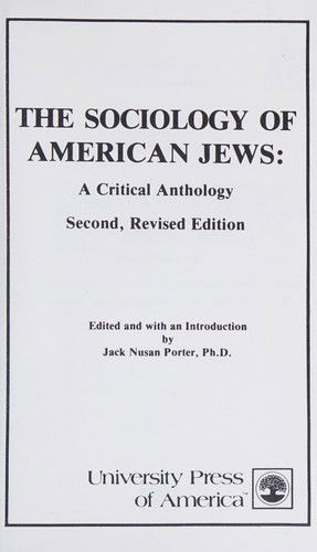 Cover for Jack Nusan Porter · Sociology of American Jews (Hardcover Book) [2nd Rev edition] (1980)