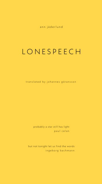 Cover for Ann Jderlund · Lonespeech (Paperback Book) (2024)