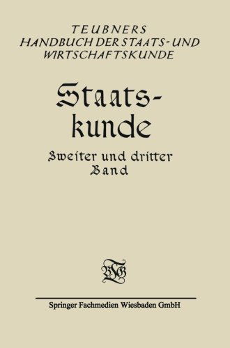 Cover for G Baumer · Staatskunde (Paperback Book) [1926 edition] (1926)