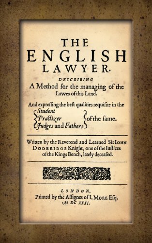 Cover for Doderidge, John, Sir · The English Lawyer (Hardcover bog) (2011)
