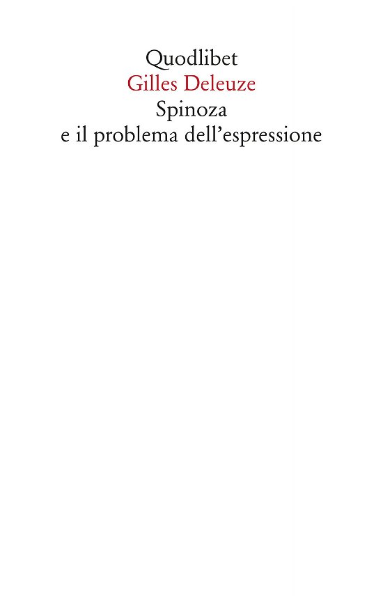Cover for Gilles Deleuze · Spinoza E Il Problema Dell'espressione (Book)