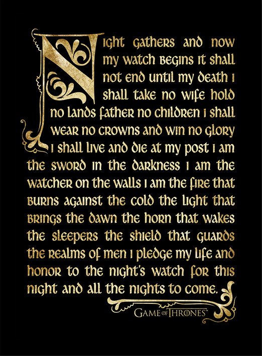 Game Of Thrones: Season 3 - Nightwatch Oath (Stampa In Cornice 30X40 Cm) - Game Of Thrones - Merchandise -  - 5050293983363 - 