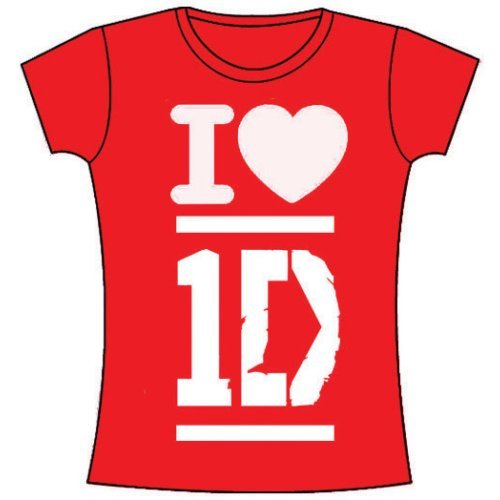 One Direction Ladies T-Shirt: I Love (Skinny Fit) - One Direction - Produtos - ROFF - 5055295351363 - 13 de maio de 2013