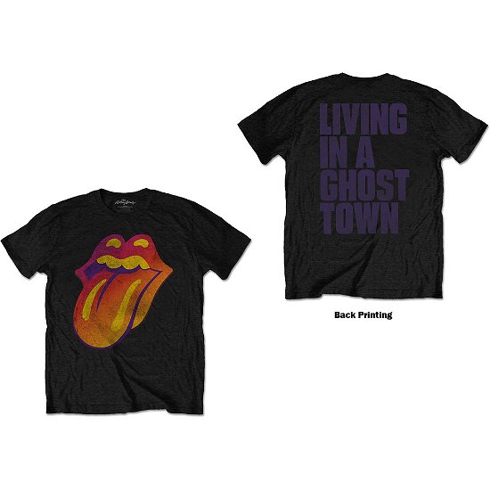 Cover for The Rolling Stones · The Rolling Stones Unisex T-Shirt: Ghost Town Distressed (Back Print) (T-shirt) [size S] [Black - Unisex edition]