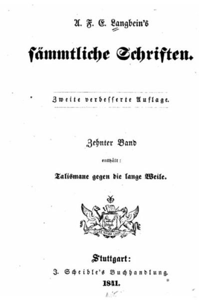 Cover for A F E Langbein · A.F.E. Langbein's Sammtliche Schriften (Pocketbok) (2016)