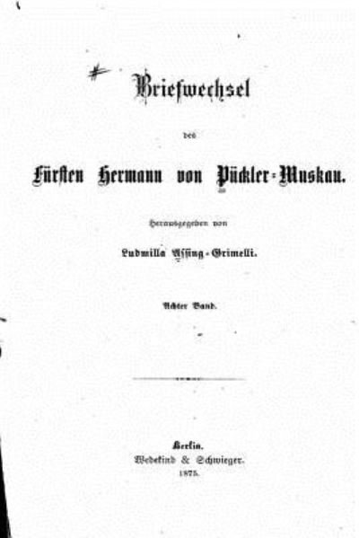 Cover for Hermann Von Puckler-Muskau · Briefwechsel (Pocketbok) (2016)