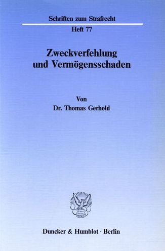 Cover for Gerhold · Zweckverfehlung und Vermögenssc (Book) (1988)