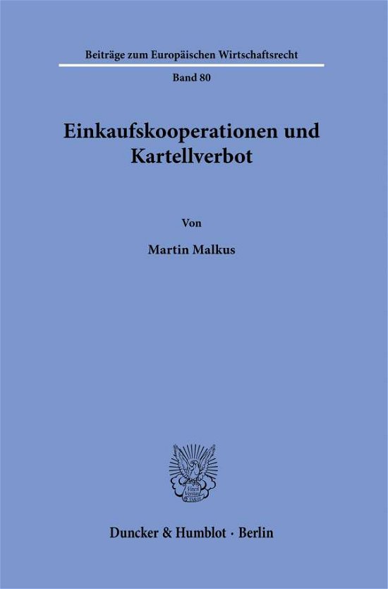 Cover for Malkus · Einkaufskooperationen und Kartel (Buch) (2020)