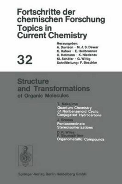 Cover for Kendall N. Houk · Structure and Transformations of Organic Molecules - Topics in Current Chemistry (Pocketbok) [1972 edition] (1972)