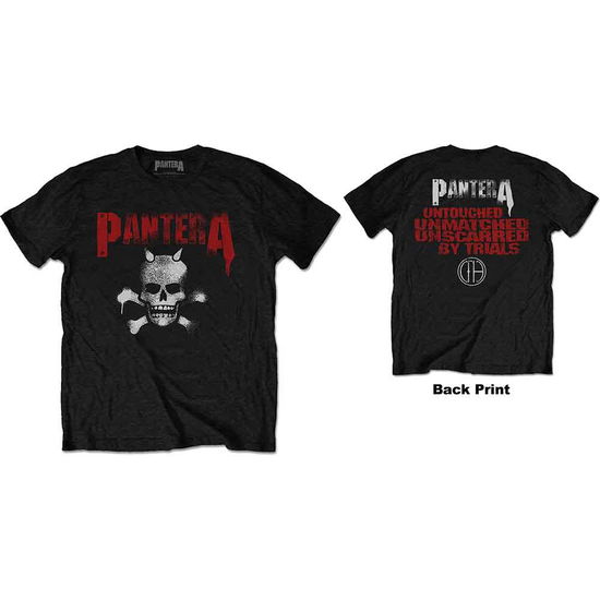 Cover for Pantera · Pantera Unisex T-Shirt: Horned Skull Stencil (Black) (Back Print) (T-shirt) [size S] [Black - Unisex edition] (2019)