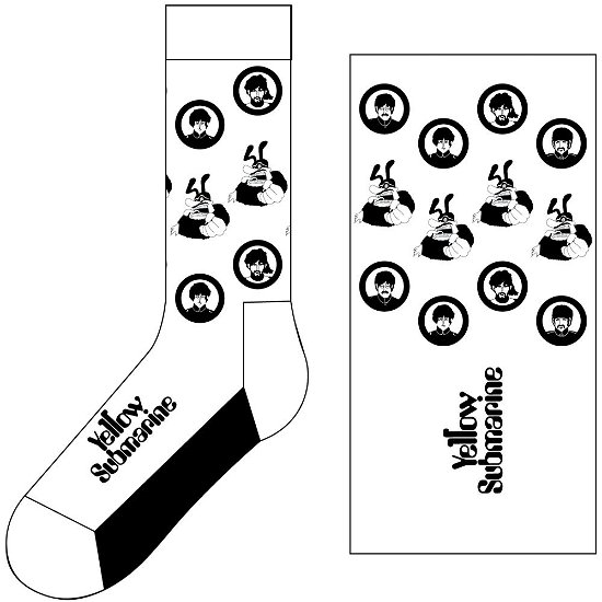 The Beatles Unisex Ankle Socks: Band & Meanies Monochrome (UK Size 7 - 11) - The Beatles - Mercancía -  - 5056368671364 - 