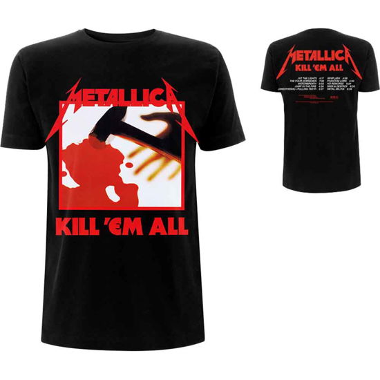 Metallica Unisex T-Shirt: Kill 'Em All Tracks (Back Print) - Metallica - Mercancía - PHD - 5060489504364 - 22 de octubre de 2018