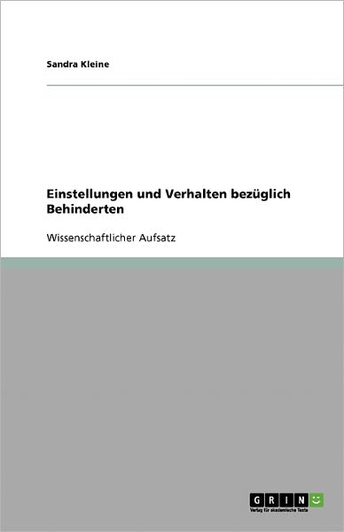 Cover for Kleine · Einstellungen und Verhalten bezü (Book) [German edition] (2008)