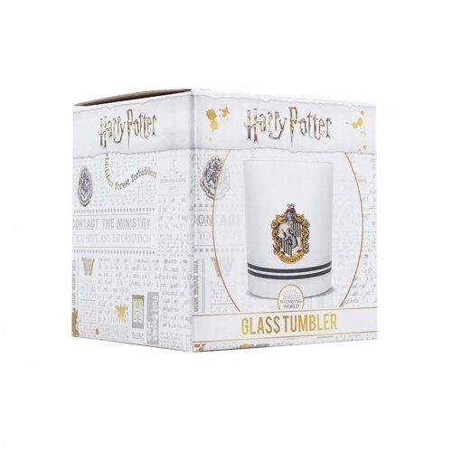 Harry Potter: Hufflepuff Glass Tumbler (Bicchiere) - P.Derive - Koopwaar - LICENSED MERCHANDISE - 5055453476365 - 