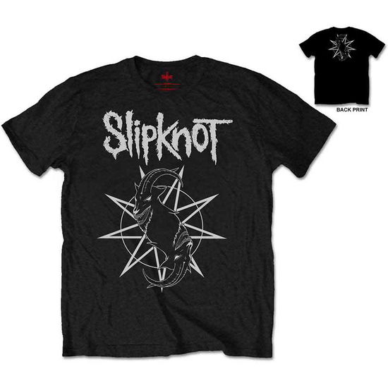 Slipknot Unisex T-Shirt: Goat Star Logo (Back Print) - Slipknot - Produtos - Bravado - 5055979943365 - 