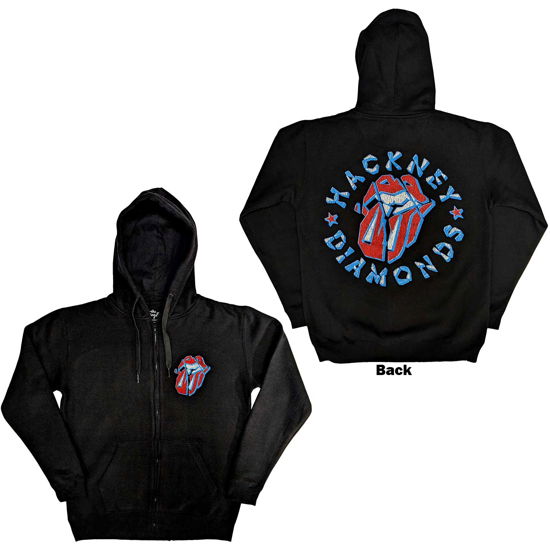 The Rolling Stones Unisex Zipped Hoodie: Hackney Diamonds Stars (Back Print) - The Rolling Stones - Marchandise -  - 5056737212365 - 