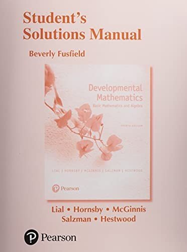 Cover for Margaret Lial · Student Solutions Manual for Developmental Mathematics: Basic Mathematics and Algebra (Taschenbuch) (2017)