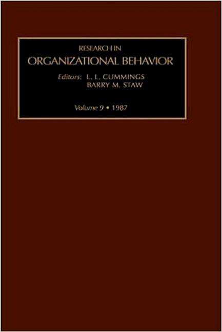 Cover for Staw, Barry (University of California, Berkeley, USA) · Research in Organizational Behavior - Research in Organizational Behavior (Hardcover Book) (1987)