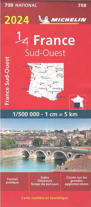 Southwestern France 2024 - Michelin National Map 708: Map - Michelin - Bøger - Michelin Editions des Voyages - 9782067261365 - 18. januar 2024