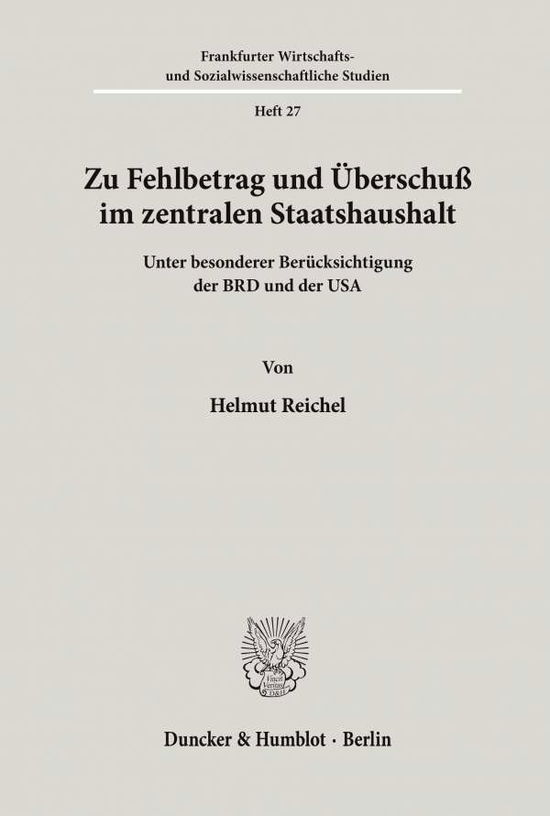 Cover for Reichel · Zu Fehlbetrag und Überschuß im (Book) (1974)