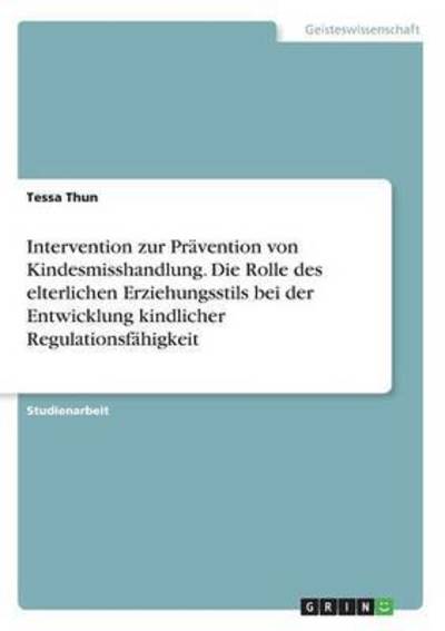 Cover for Thun · Intervention zur Prävention von Ki (Book) (2016)