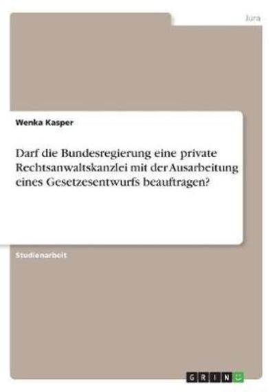 Cover for Kasper · Darf die Bundesregierung eine pr (Book)