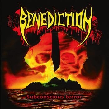 Cover for Benediction · Subconscious Terror (Orange W/ Yellow Splatter Vinyl) (LP) [Coloured edition] (2023)