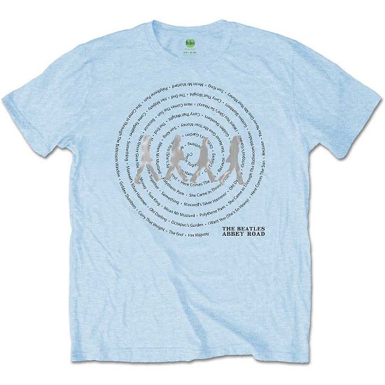 Cover for The Beatles · The Beatles Unisex T-Shirt: Abbey Road Songs Swirl (Foiled) (T-shirt) [size S] [Blue - Unisex edition] (2020)