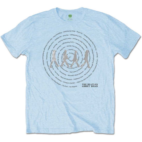 The Beatles Unisex T-Shirt: Abbey Road Songs Swirl (Foiled) - The Beatles - Merchandise - MERCHANDISE - 5056170634366 - 27. januar 2020