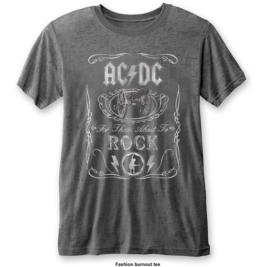 Cover for AC/DC · AC/DC Unisex Burnout T-Shirt: Cannon Swig (Charcoal Grey) (T-shirt) [size S] [Grey - Unisex edition] (2016)