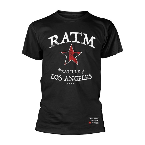 Cover for Rage Against The Machine · Rage Against The Machine Unisex T-Shirt: Battle Star (Back Print) (T-shirt) [size L] [Black - Unisex edition] (2020)