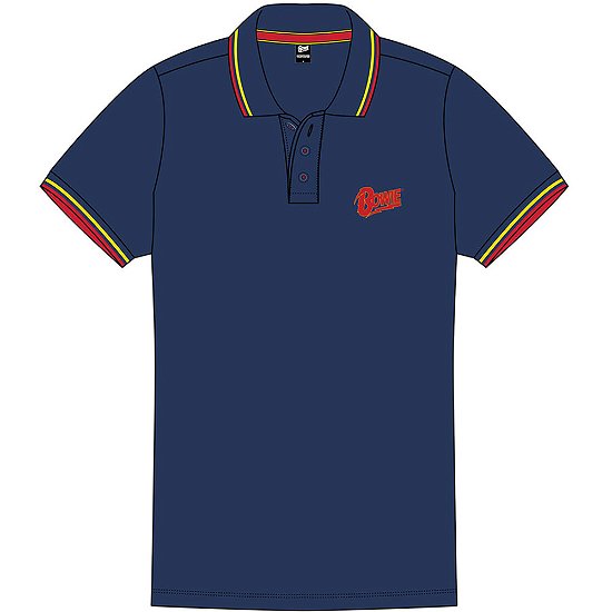 Cover for David Bowie · David Bowie Unisex Polo Shirt: Flash Logo (CLOTHES) [size XL] [Blue - Unisex edition]