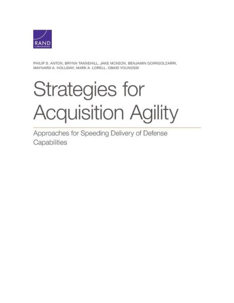 Cover for Philip S Anton · Strategies for Acquisition Agility: Approaches for Speeding Delivery of Defense Capabilities (Paperback Book) (2020)