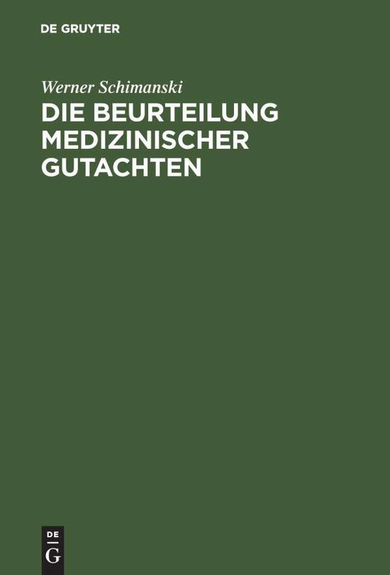 Cover for Schimanski · Die Beurteilung medizinische (Book) (1976)