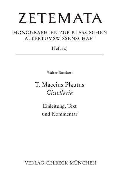 Cover for Stockert · T. Maccius Plautus. Cistellari (Book)