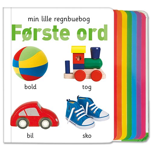 Cover for Min lille regnbuebog: Min lille regnbuebog - Første ord (Cardboard Book) [1º edição] (2019)