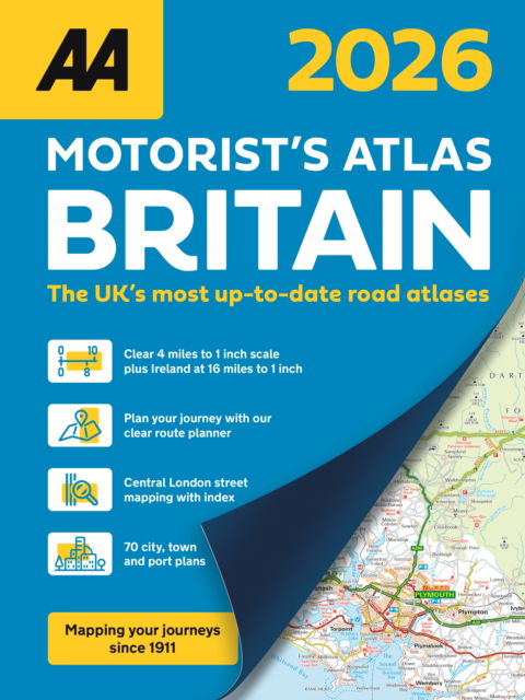 Cover for AA Motorist's Atlas 2026 (Spiral Book) [47 New edition] (2025)