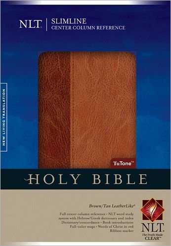 Cover for Tyndale House Publishers · Slimline Center Column Reference Bible-nlt (Leather Book) [Tan/Brown Imitation] (2012)