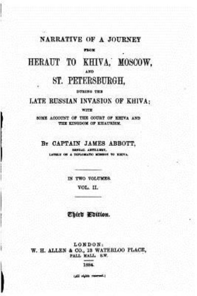 Cover for James Abbott · Narrative of a journey from Heraut to Khiva, Moscow, and St. Petersburgh - Vol. II (Paperback Book) (2016)