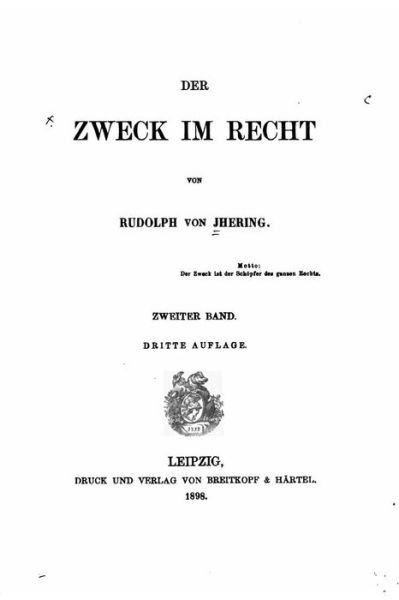 Cover for Rudolf Von Jhering · Der Zweck im Recht (Paperback Book) (2016)