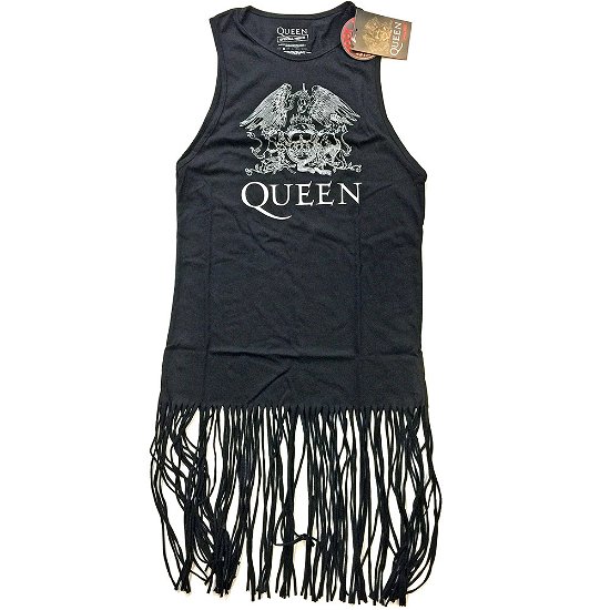 Cover for Queen · Queen Ladies Tassel Dress: Crest Vintage (Klær) [size S] [Black - Ladies edition]